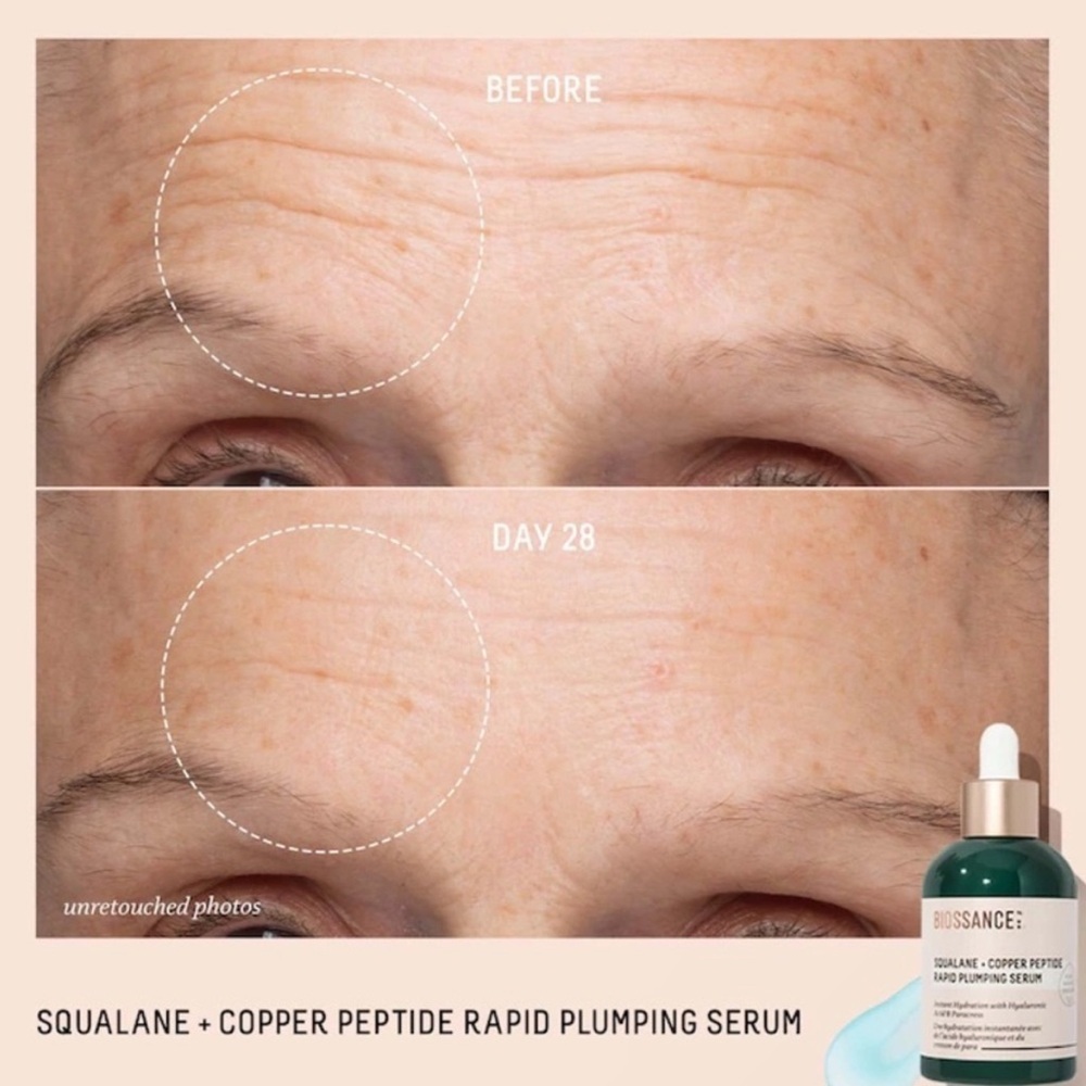 Biossance NIB Squaline Copper Peptide Rapid Plumping Serum- FULL SIZE 1.69 fl oz - Picture 5 of 8